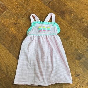 Jelly Beans Pink Striped Sundress with Mint Trim and Popsicle Applique Size 5
